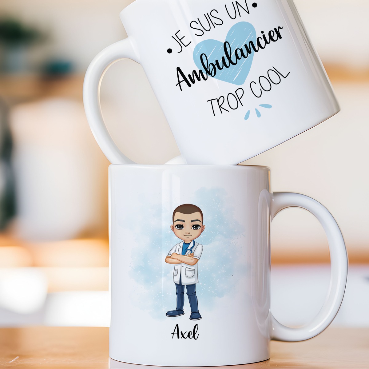 Mug personnalisé avec avatar pour ambulancier, aide-soignant, médecin, ...