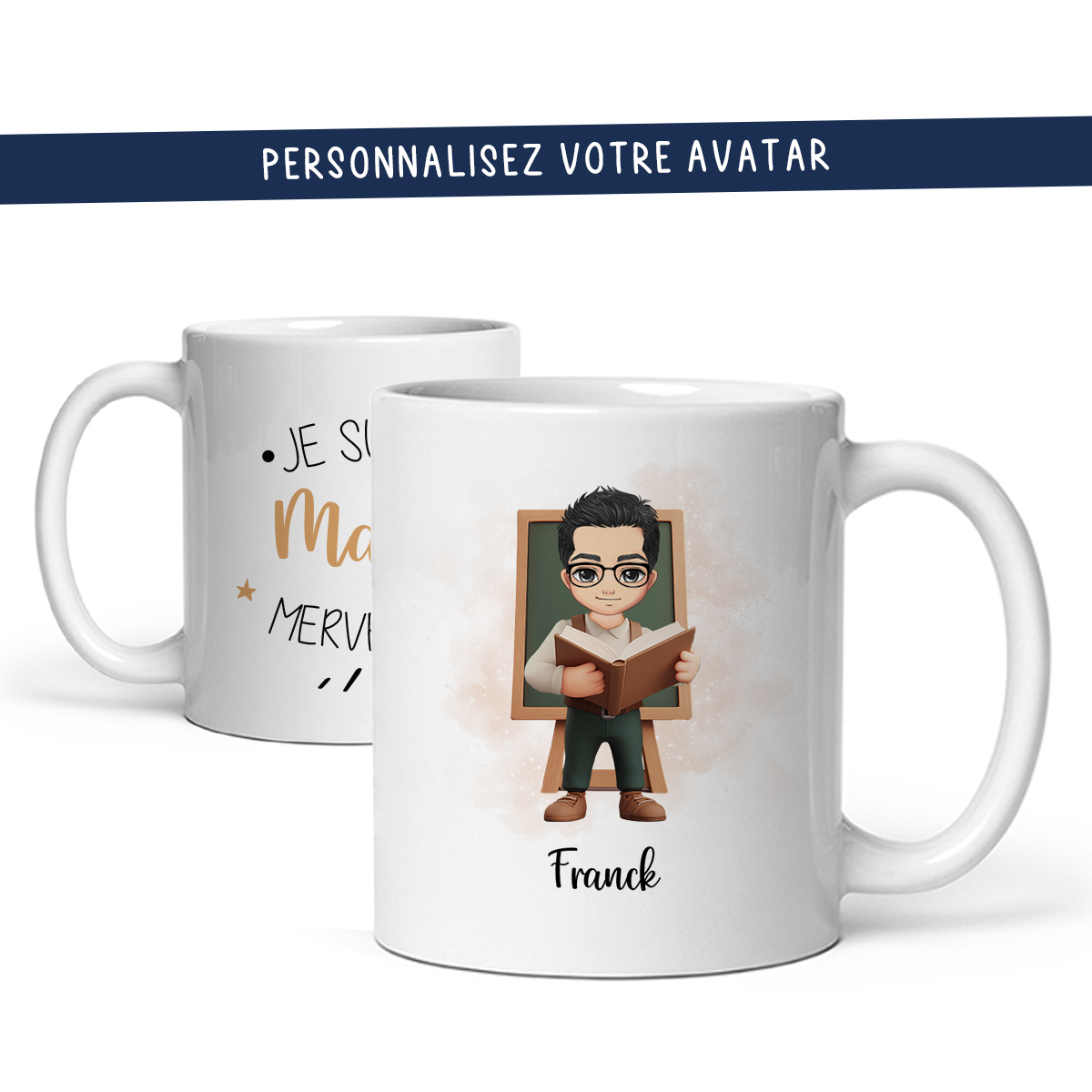 Mug personnalisé avec avatar pour enseignant, maître, instituteur, ...