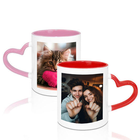 Mug anse en coeur personnalisé avec photos et messages