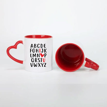 Mug anse en coeur personnalisé avec avatars et prénoms pour couple