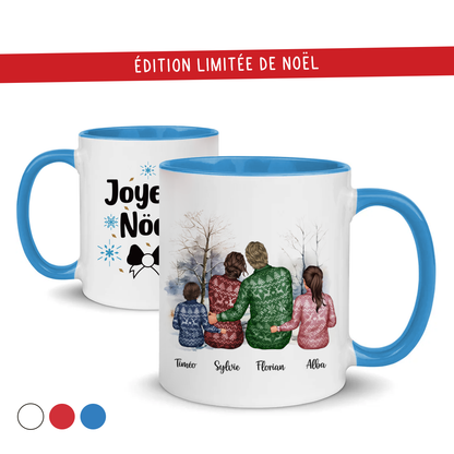 Mug de Noël personnalisé pour famille avec deux enfants ou bébés