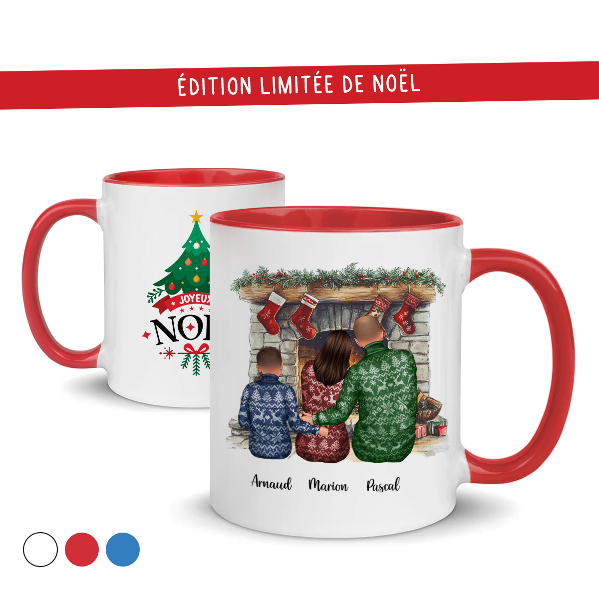 Mug de Noël personnalisé pour famille avec un enfant ou un bébé