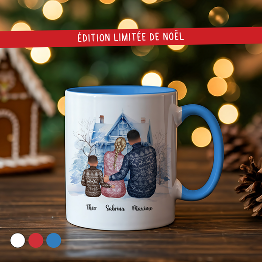 Mug de Noël personnalisé pour famille avec un enfant ou un bébé