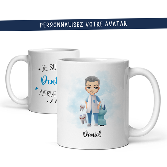 Mug personnalisé avec avatar pour dentiste, assistant dentaire, prothésiste, ...