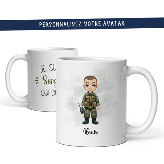 Mug personnalisé avec avatar pour homme militaire de l'armée