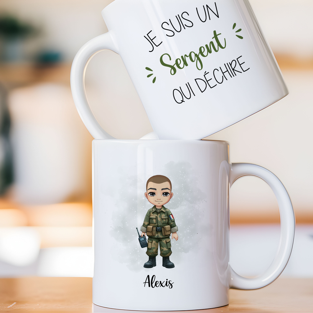 Mug personnalisé avec avatar pour homme militaire de l'armée