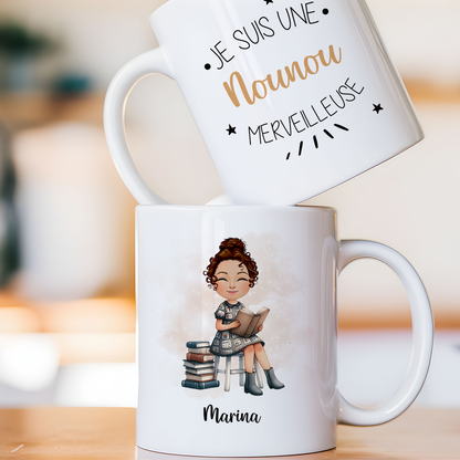 Mug personnalisé avec avatar pour nounou, atsem, employée de périscolaire, ...