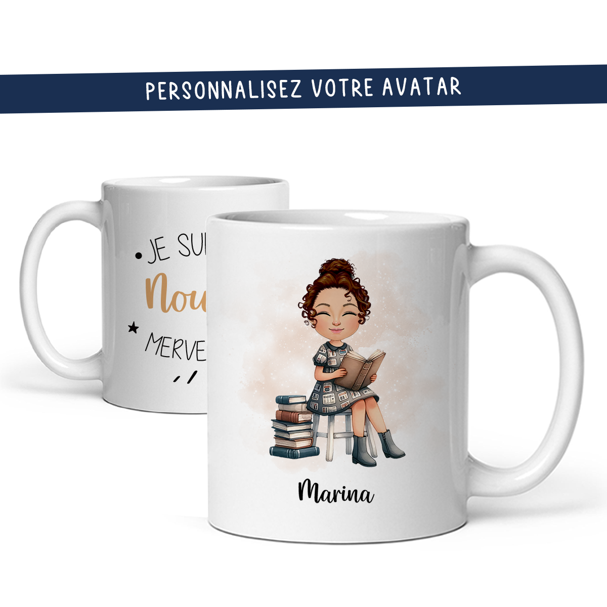 Mug personnalisé avec avatar pour nounou, atsem, employée de périscolaire, ...