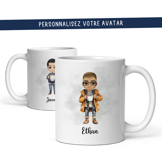 Mug personnalisé avec prénom et avatar pour homme