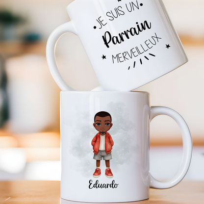 Mug personnalisé avec prénom et avatar pour homme