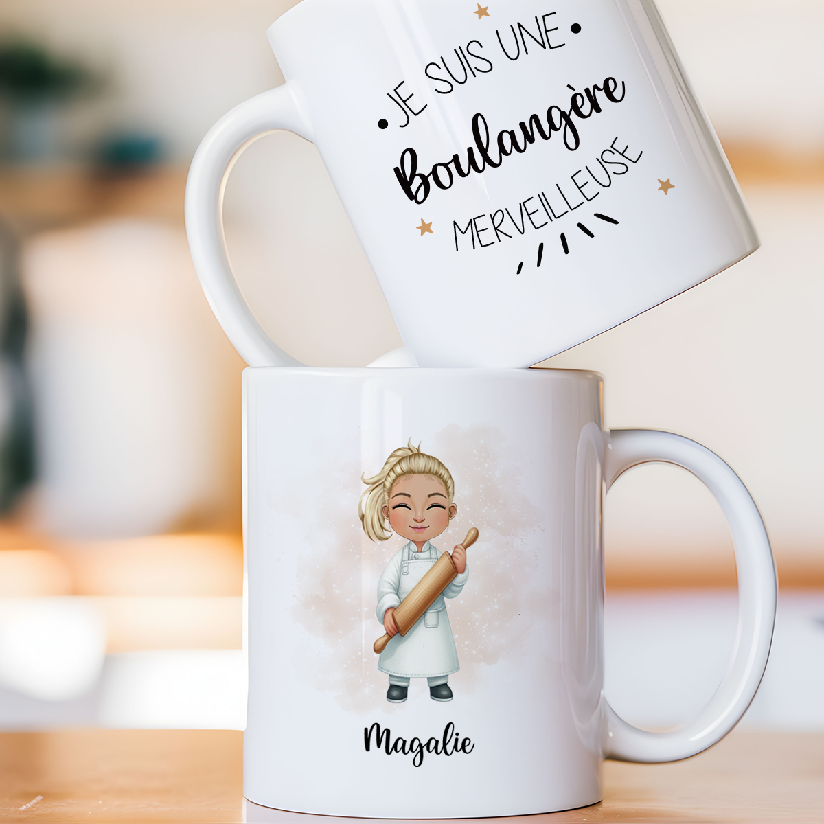 Mug personnalisé avec avatar pour boulangère, pâtissière, cuisinière, ...