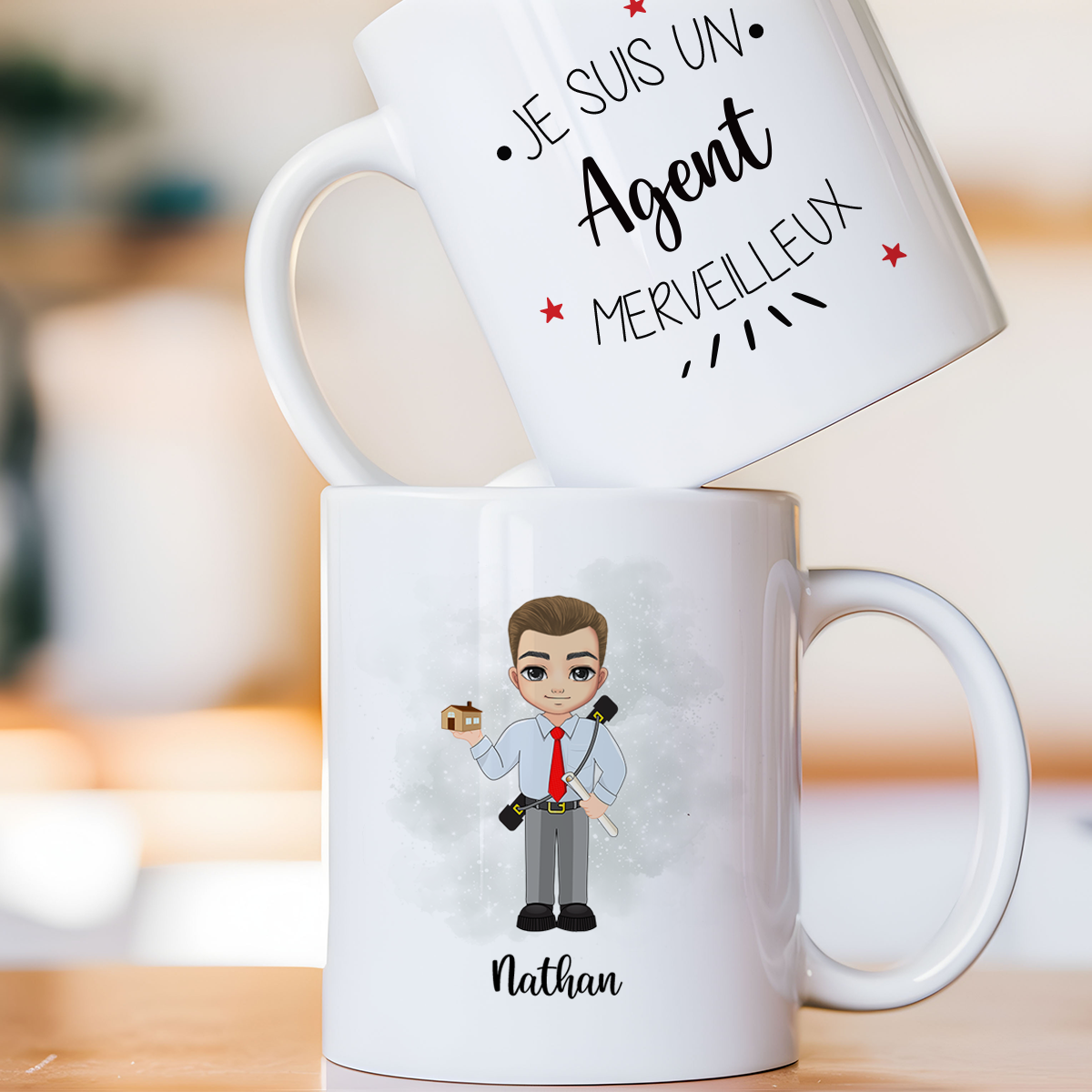 Mug personnalisé avec avatar pour agent immobilier, promoteur, ... - Sublimino