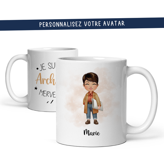 Mug personnalisé avec avatar pour décoratrice, architecte, service urbanisme, ...