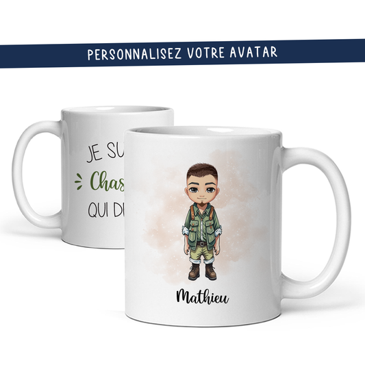 Mug personnalisé avec avatar pour chasseur, pêcheur, garde forestier, ...