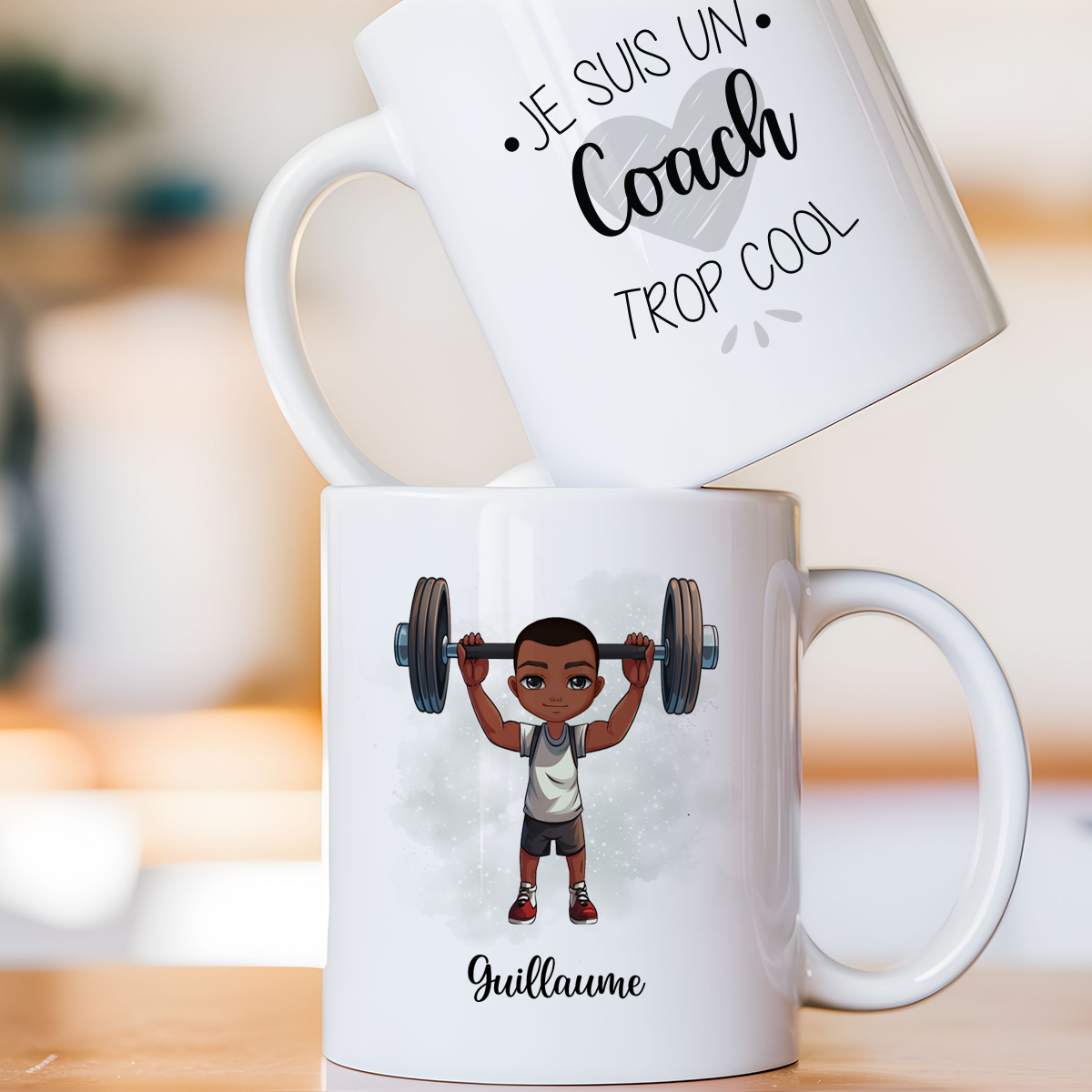 Mug personnalisé avec avatar pour coach sportif, powerlifter, préparateur physique, ...