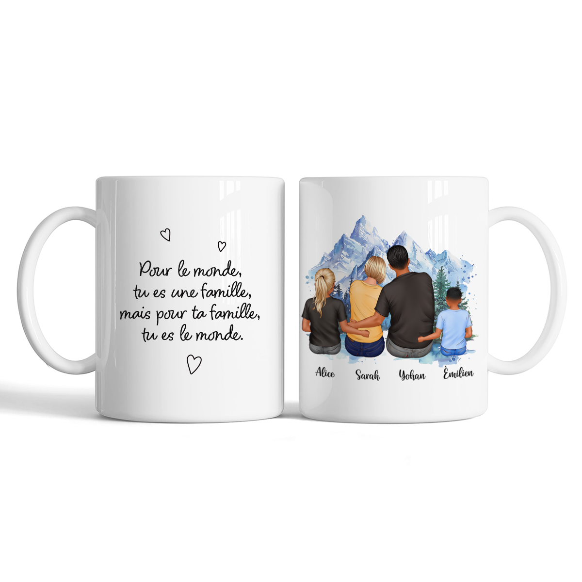 Mug personnalisé pour famille avec deux enfants ou bébés