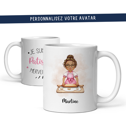 Mug personnalisé avec avatar pour pâtissière, maman gâteau, ...