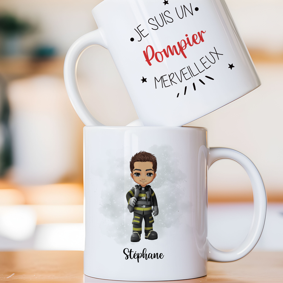 Mug personnalisé avec avatar pour homme sapeur-pompier, groupe d'intervention, ...