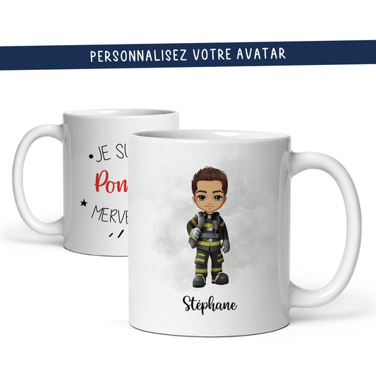 Mug personnalisé avec avatar pour homme sapeur-pompier, groupe d'intervention, ...