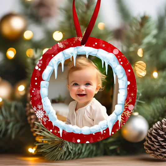 Ornement de Noël personnalisé avec photo - Rouge, bleu ou vert