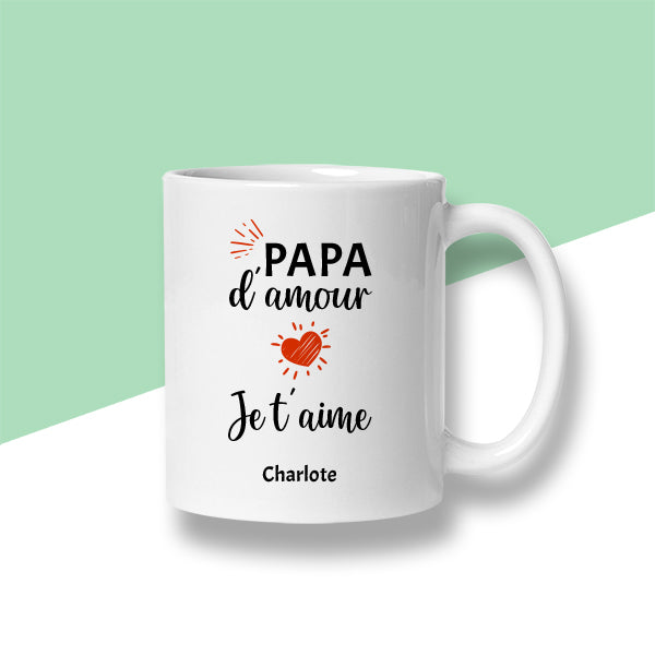 Mug personnalisé « Papa d'amour je t'aime »