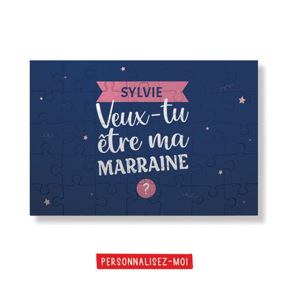 Puzzle personnalisé 35 pièces - Veux-tu être ma marraine ?