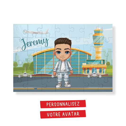 Puzzle pour enfant avec avatar personnalisé - Aéroport - 35pcs