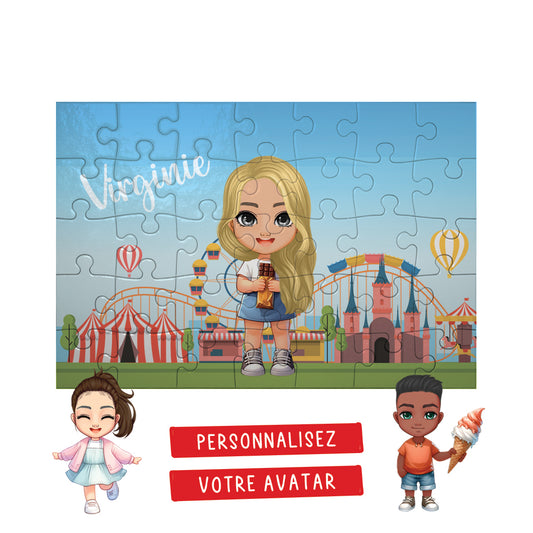 Puzzle pour enfant avec avatar personnalisé - Parc d'attraction - 35pcs