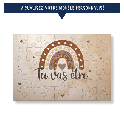 Puzzle personnalisé 35 pièces - Tu vas être ... (Annonce de grossesse) - Beige