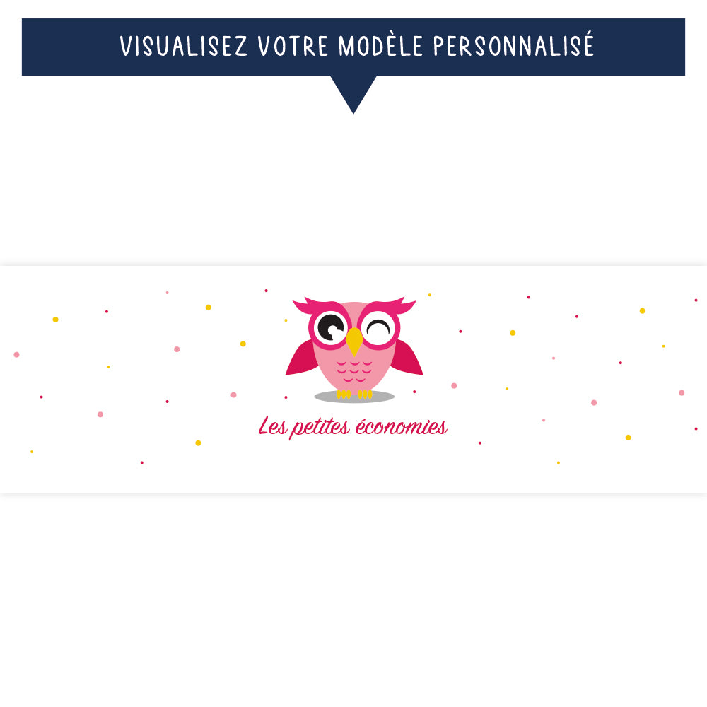 Tirelire personnalisée pour enfant - Les petites économies - Hibou rose