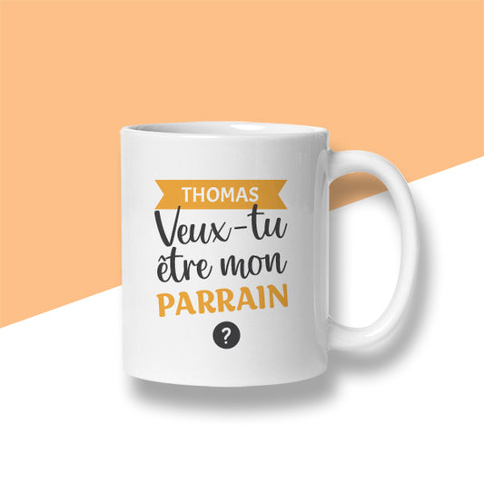 Mug personnalisé « Veux-tu être mon parrain ? »