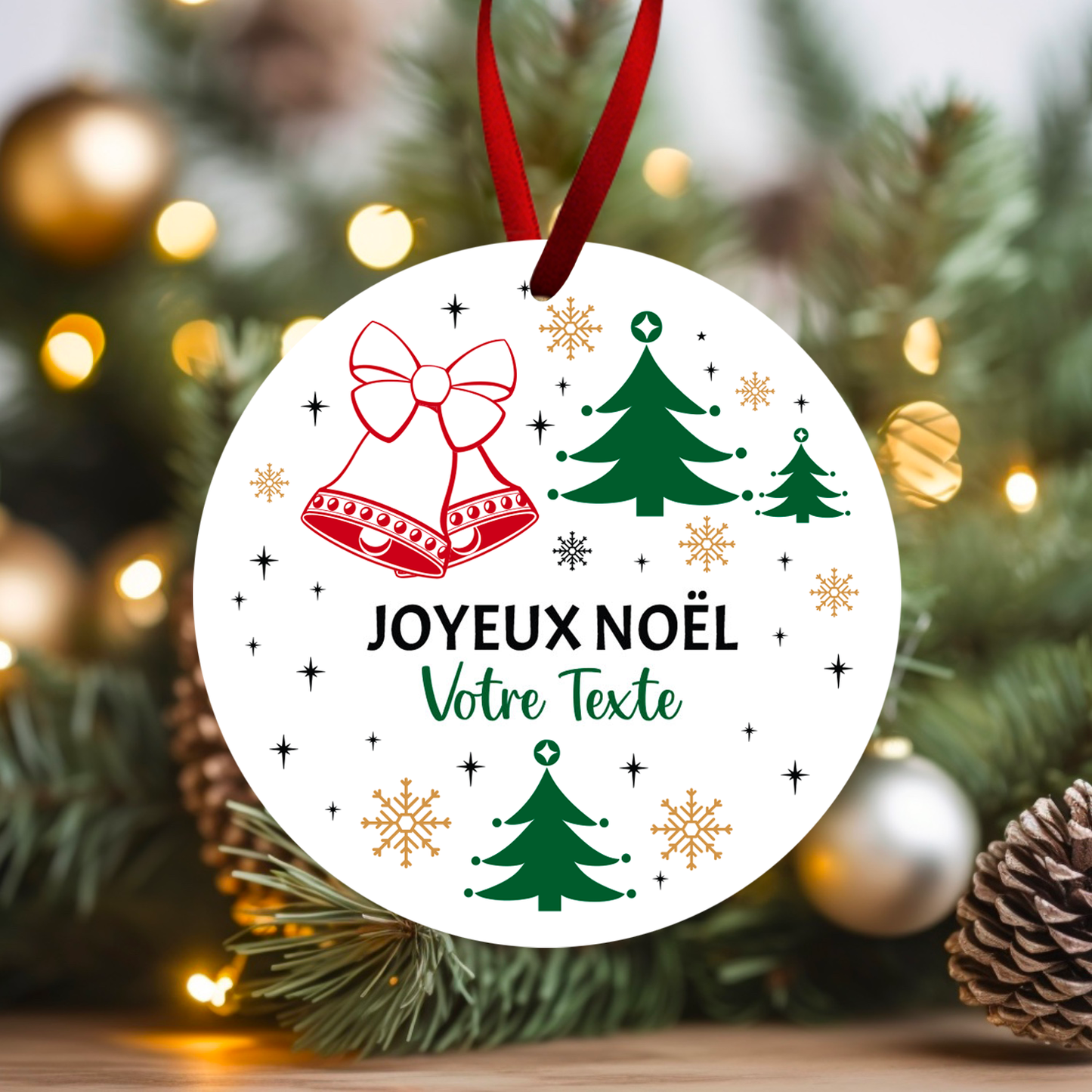 Ornement de Noël avec vos textes - Cadeau pour parrain, marraine, papa, maman, ...
