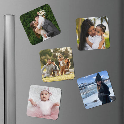 Lot de 5 magnets photo personnalisés - 6,5 x 6,5 cm